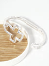 Hammered Metal Cross Hook Clasp Hinged Bracelet: Worn Silver