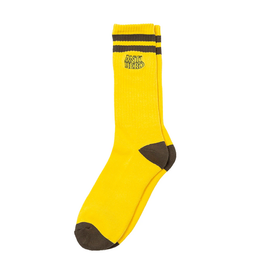 Black Hero Outline Anti-Hero Socks Yellow/Olive