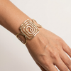 Gold Plated Adjustable Cuff Bracelet - Square Spiral