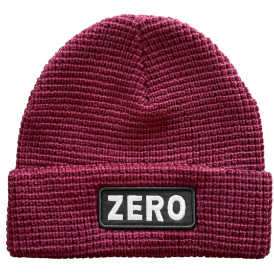 Army Patch Waffle-Knit Zero Beanie Burgundy