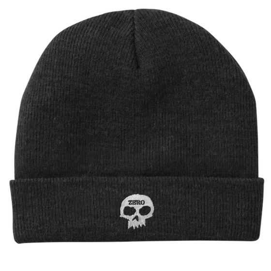 Embroidered Skull Zero Beanie Black