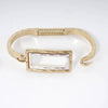 Hammered Dual-Tone Rectangular Hook Hinge Bracelet: Worn Silver-Worn Gold