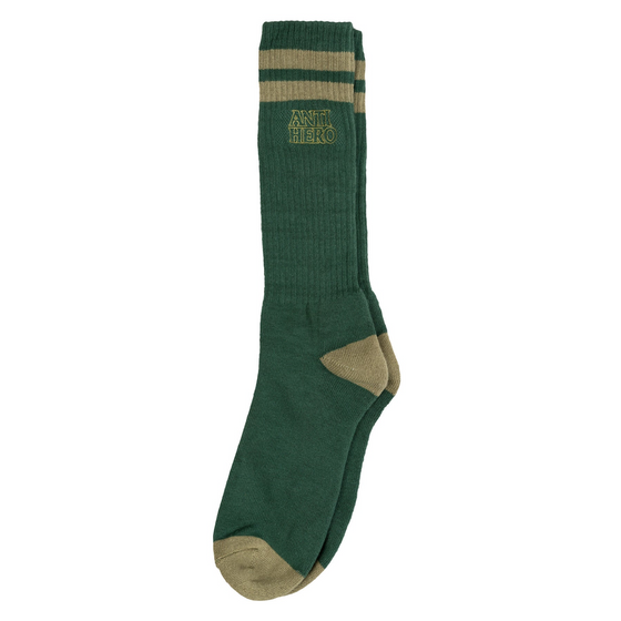 Black Hero Outline Anti-Hero Socks Forest Green/Camel