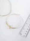 Solid Hammered Cross Bangle Cuff Bracelet: WORN SILVER