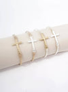 Solid Hammered Cross Bangle Cuff Bracelet: WORN SILVER