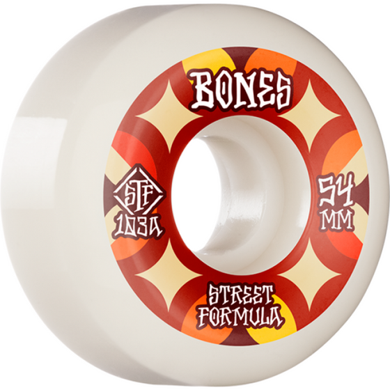 STF Retros 54mm 103A V5 Bones Wheels White/Red