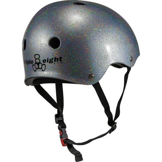 Silver Glitter Certified Sweatsaver Triple 8 Helmet
