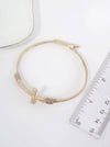 Solid Hammered Cross Bangle Cuff Bracelet: WORN GOLD