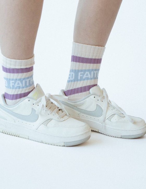 Logo Cream Socks: Medium