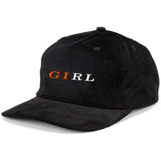 Serif 5 Panel Corduroy Girl Hat Black
