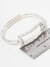 Hammered Metal Rectangle Accent Spring Hook Closure Bangle Bracelet: Worn silver