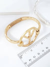 Hammered Peace Cuff Bracelet: Worn Gold