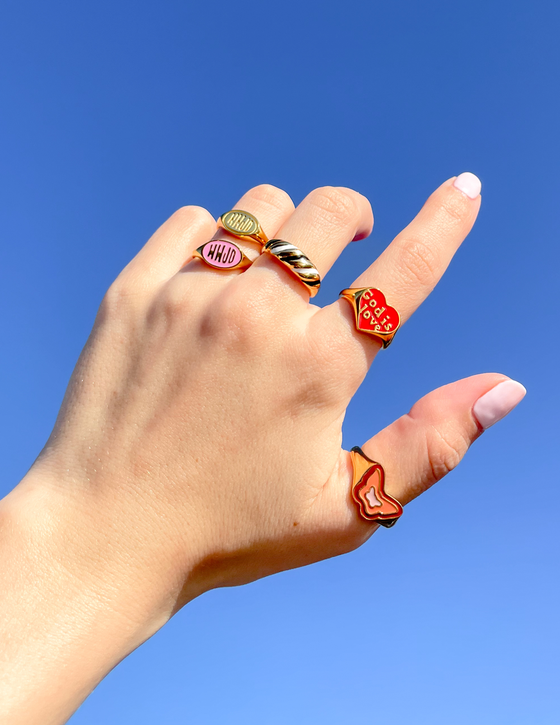 Pink Enamel WWJD Ring: 9