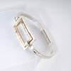 Hammered Dual-Tone Rectangular Hook Hinge Bracelet: Worn Gold-Worn Silver