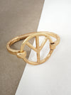 Hammered Peace Cuff Bracelet: Worn Gold