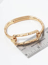 Hammered Metal Rectangle Accent Spring Hook Closure Bangle Bracelet: Worn gold