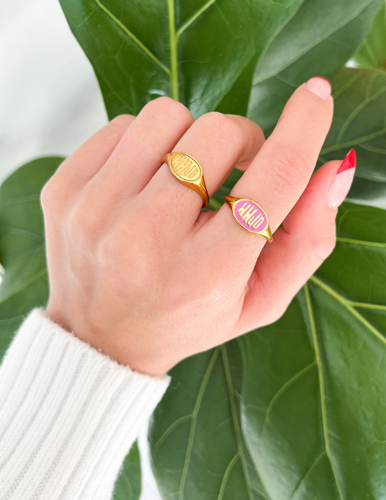 Pink Enamel WWJD Ring: 9