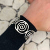 Silver Plated Adjustable Cuff Bracelet - Spiral Ovals
