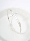 Solid Hammered Cross Bangle Cuff Bracelet: WORN GOLD