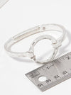 Hammered Metal Round Hook Clasp Hinged Bracelet: Worn Silver