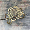 Gold Plated Adjustable Cuff Bracelet - Square Spiral