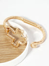 Hammered Metal Cross Hook Clasp Hinged Bracelet: Worn Gold