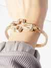 Hammered Metal Dual-Tone Cross Hook-Clasp Bracelet: Worn Silver-Worn Gold