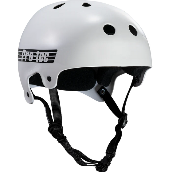 Old School Gloss White Pro Tec Helmet