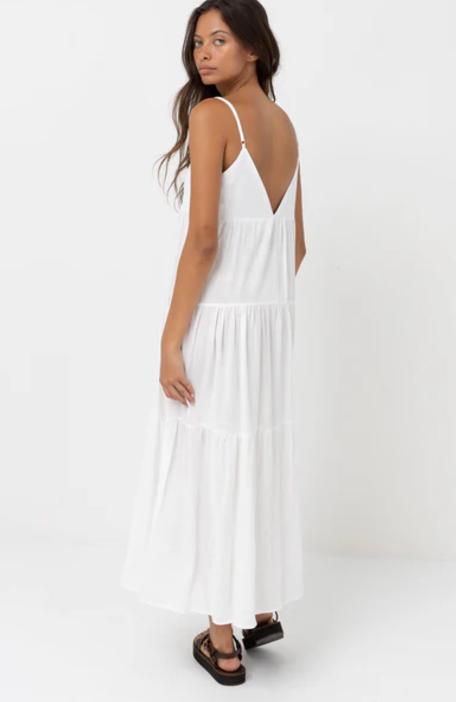 Classic Tiered Midi Dress White