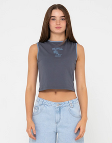  Rose Sleveless Tank Navy Blue