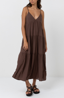  Classic Tiered Midi Dress Chocolate