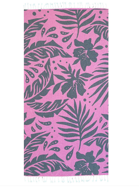Retro Palm Pink Turkish Towel - Shaka Love