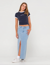 Celeste Low Rise Denim Maxi Skirt