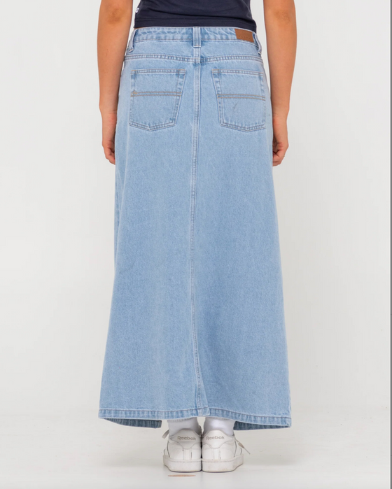 Celeste Low Rise Denim Maxi Skirt