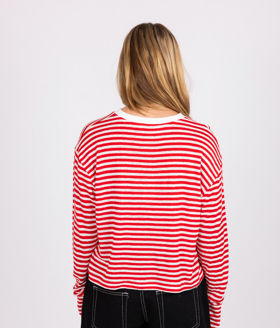 Striped Crop LS Tee