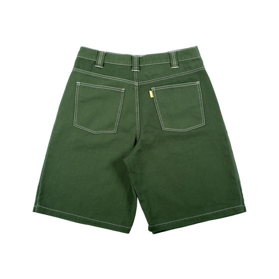 Plaza Denim Hunter Green Contrast Stitch Theories Shorts