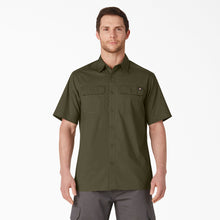  Short Sleeve Ripstop Dickies Work Shirt Rinsed Military Green