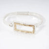 Hammered Dual-Tone Rectangular Hook Hinge Bracelet: Worn Silver-Worn Gold