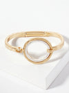 Hammered Metal Dual-Tone Circle Hook-Clasp Bracelet: Worn Gold-Worn Silver