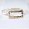Hammered Dual-Tone Rectangular Hook Hinge Bracelet: Worn Silver-Worn Gold