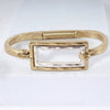 Hammered Dual-Tone Rectangular Hook Hinge Bracelet: Worn Silver-Worn Gold