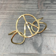  Gold Plated Adjustable Cuff Bracelet - Peace Sign