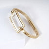 Hammered Dual-Tone Rectangular Hook Hinge Bracelet: Worn Silver-Worn Gold