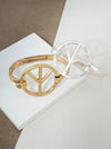 Hammered Peace Cuff Bracelet: Worn Gold