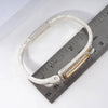 Hammered Dual-Tone Rectangular Hook Hinge Bracelet: Worn Silver-Worn Gold