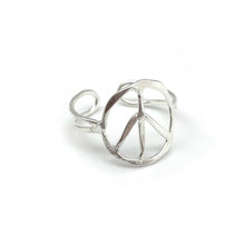  Silver Plated Adjustable Ring - Peace Sign
