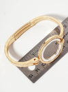 Hammered Dual-Tone Circle Hook Hinge Bracelet: Worn Silver-Worn Gold