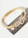Hammered Metal Dual-Tone Cross Hook-Clasp Bracelet: Worn Silver-Worn Gold