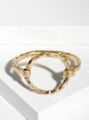 Hammered Metal Circle Accent Spring Hook Closure Bangle Bracelet: Worn silver