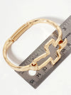 Hammered Metal Cross Hook Clasp Hinged Bracelet: Worn Silver